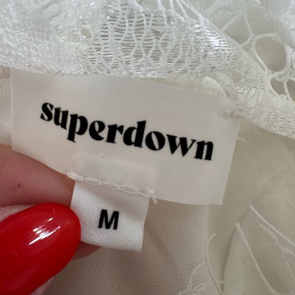 Revolve x Superdown Rivka Lace Off The Shoulder Bodysuit size Medium $68 - Picture 7 of 16